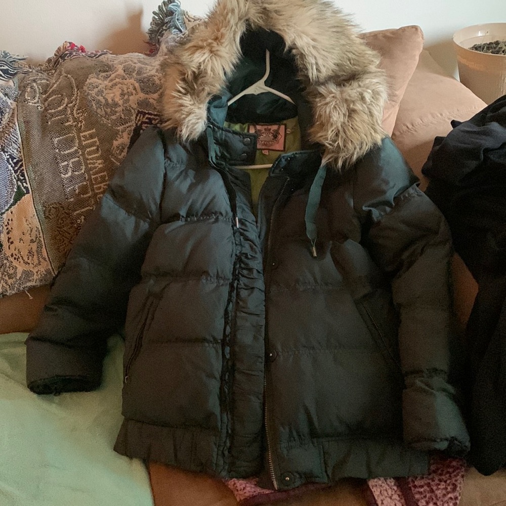 Juicy couture down hooded winter jacket XL